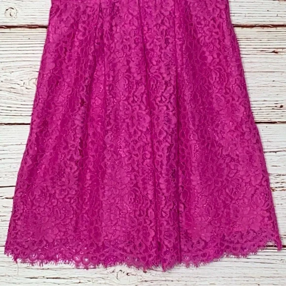 NWT Shoshanna Paris Lace Fit and Flare Dress in Hot Pink Sz 2